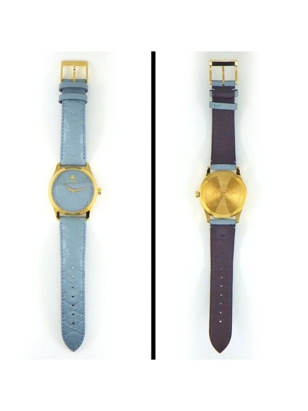 Gucci Watch G-Timeless 126.4 Blue Dial SS Leather Strap Quartz Analog